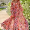 Peach Blossom Maxi Dress