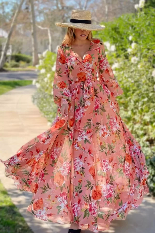 Peach Blossom Maxi Dress