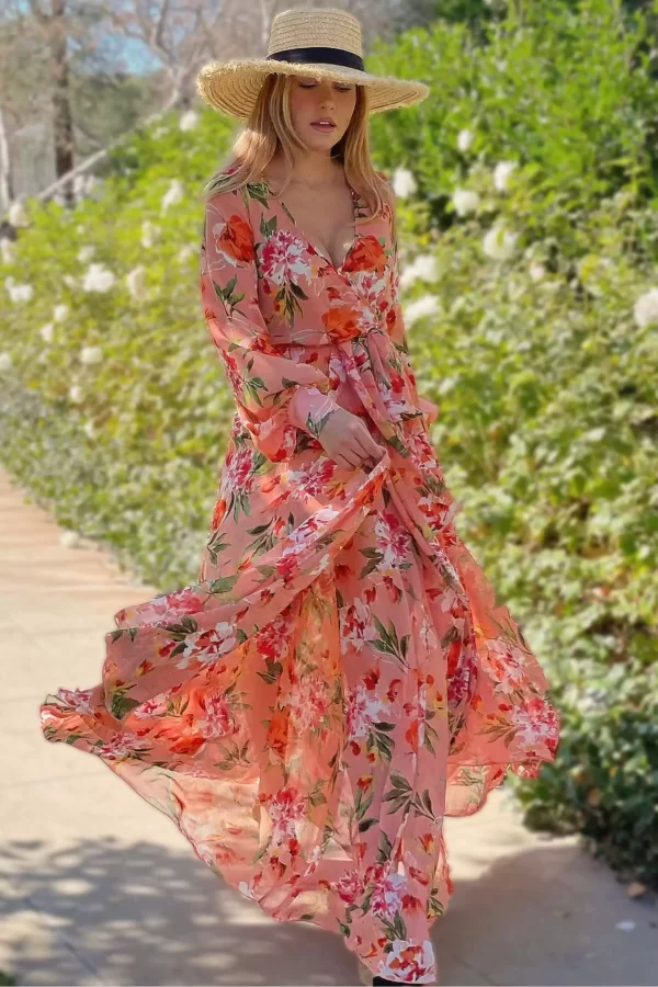 Peach Blossom Maxi Dress