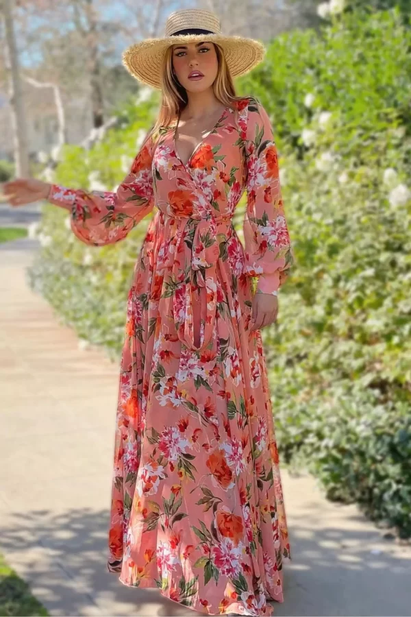 Peach Blossom Maxi Dress